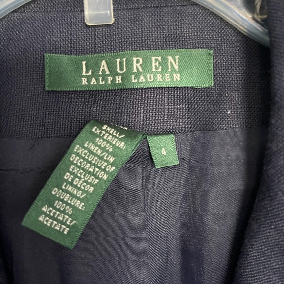 Ralph Lauren Linen Navy Gold Button Crest Emblem Bolero Blazer - size 4 - Picture 6 of 8